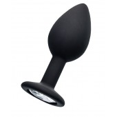 Черная анальная втулка с прозрачным стразом - 7,2 см. - POPO Pleasure - купить с доставкой в Нижнекамске