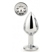 Серебристая анальная втулка с прозрачным кристаллом - 7,1 см. - Dream Toys - купить с доставкой в Нижнекамске