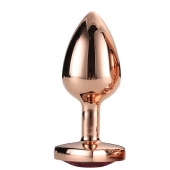 Золотистая анальная втулка с кристаллом-сердечком розового цвета - 7,1 см. - Dream Toys - купить с доставкой в Нижнекамске