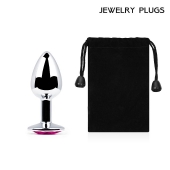Серебристая анальная пробка с малиновым кристаллом - 7,2 см. - Anal Jewelry Plug - купить с доставкой в Нижнекамске