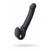 Черный безремневой вибрострапон Vibrating Bendable Strap-On L - Strap-on-me - купить с доставкой в Нижнекамске