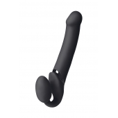 Черный безремневой вибрострапон Vibrating Bendable Strap-On L - Strap-on-me - купить с доставкой в Нижнекамске