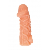 Телесная закрытая насадка с венками Cock Sleeve Size M - 15,6 см. - KOKOS - в Нижнекамске купить с доставкой