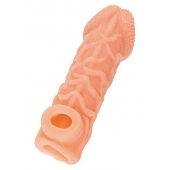 Телесная закрытая насадка с венками Cock Sleeve Size L - 17,6 см. - KOKOS - в Нижнекамске купить с доставкой