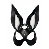 Черная маска зайки с белым мехом на ушках Miss Bunny - БДСМ Арсенал - купить с доставкой в Нижнекамске