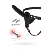 Черный страпон на ремнях с вагинальной пробкой - 15 см. - ToyFa - купить с доставкой в Нижнекамске