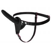 Черный страпон на ремнях с вагинальной пробкой - 15 см. - ToyFa - купить с доставкой в Нижнекамске