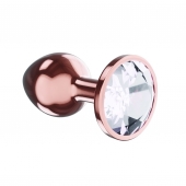 Пробка цвета розового золота с прозрачным кристаллом Diamond Moonstone Shine L - 8,3 см. - Lola Games - купить с доставкой в Нижнекамске