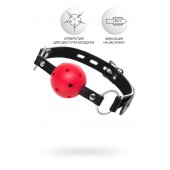 Красный кляп-шар на черных ремешках - ToyFa - купить с доставкой в Нижнекамске