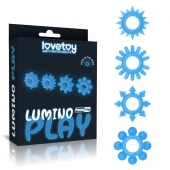 Набор из 4 голубых, светящихся в темноте эрекционных колец Lumino Play - Lovetoy - в Нижнекамске купить с доставкой