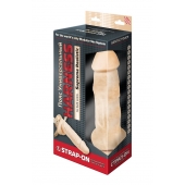 Поясной фаллоимитатор с мошонкой телесного цвета - 18 см. - LOVETOY (А-Полимер) - купить с доставкой в Нижнекамске