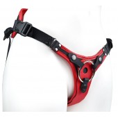 Красно-черный женский пояс с 2 способами крепления насадок и вагинальной пробкой - LOVETOY (А-Полимер) - купить с доставкой в Нижнекамске