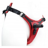 Красно-черный женский пояс с 2 способами крепления насадок - LOVETOY (А-Полимер) - купить с доставкой в Нижнекамске