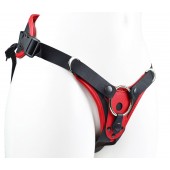 Красно-черные универсальные трусики с 2 способами крепления насадок - LOVETOY (А-Полимер) - купить с доставкой в Нижнекамске