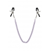 Зажимы для сосков с фиолетовой цепочкой Sweet Caress Nipple Chain - Sweet Caress - купить с доставкой в Нижнекамске