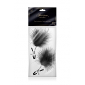 Зажимы на соски с черными пуховыми кисточками Sweet Caress Feather Nipple Clumps - Sweet Caress - купить с доставкой в Нижнекамске