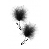 Зажимы на соски с черными пуховыми кисточками Sweet Caress Feather Nipple Clumps - Sweet Caress - купить с доставкой в Нижнекамске