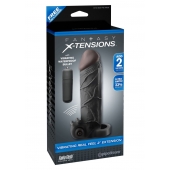 Чёрная вибронасадка с кольцом Vibrating Real Feel 2 Extension - 16 см. - Pipedream - в Нижнекамске купить с доставкой