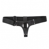 Чёрные кожаные трусики для больших насадок - БДСМ Арсенал - купить с доставкой в Нижнекамске