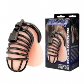 Черная металлическая клетка с замком Deluxe Chastity Cage - BlueLine - купить с доставкой в Нижнекамске