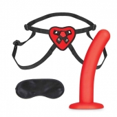 Красный поясной фаллоимитатор Red Heart Strap on Harness   5in Dildo Set - 12,25 см. - Lux Fetish - купить с доставкой в Нижнекамске