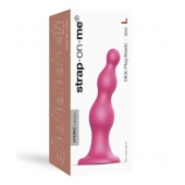 Розовая насадка Strap-On-Me Dildo Plug Beads size L - Strap-on-me - купить с доставкой в Нижнекамске