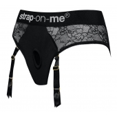 Черные трусики для насадок Diva Lingerie Harness - size S - Strap-on-me - купить с доставкой в Нижнекамске