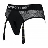 Черные трусики для насадок Diva Lingerie Harness - size M - Strap-on-me - купить с доставкой в Нижнекамске