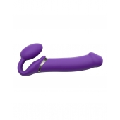 Фиолетовый безремневой вибрострапон Silicone Bendable Strap-On - size XL - Strap-on-me - купить с доставкой в Нижнекамске