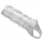 Насадка на пенис с кольцом для мошонки Clear Sensations Enhancer Sex Sleeve - 11,5 см. - XR Brands - в Нижнекамске купить с доставкой