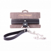 Узкий однослойный ошейник с поводком - Crazy Handmade - купить с доставкой в Нижнекамске