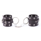 Черные кожаные наручники с люверсами - Crazy Handmade - купить с доставкой в Нижнекамске