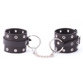 Черные кожаные оковы с люверсами - Crazy Handmade - купить с доставкой в Нижнекамске