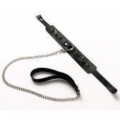 Черный ошейник с шипами и поводком - Crazy Handmade - купить с доставкой в Нижнекамске