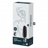 Черный мастурбатор с вибрацией Power Masturbator - Satisfyer - в Нижнекамске купить с доставкой