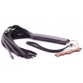 Черная кожаная плеть с удобной ручкой - 50 см. - Crazy Handmade - купить с доставкой в Нижнекамске