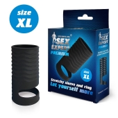 Черная открытая насадка на пенис с кольцом для мошонки XL-size - 8,9 см. - Sex Expert - в Нижнекамске купить с доставкой