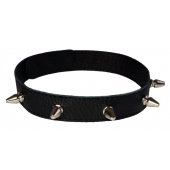 Узкий чёрный ошейник с шипами - Sitabella - купить с доставкой в Нижнекамске