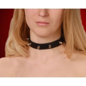Узкий чёрный ошейник с шипами - Sitabella - купить с доставкой в Нижнекамске