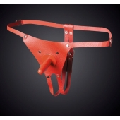 Красные кожаные универсальные трусики со штырьком для насадок - Sitabella - купить с доставкой в Нижнекамске