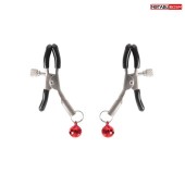 Серебристые зажимы на соски с шариками - Notabu - купить с доставкой в Нижнекамске