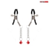 Серебристые зажимы на соски с шариками на цепочках - Notabu - купить с доставкой в Нижнекамске