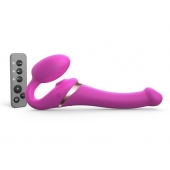 Ярко-розовый безремневой страпон Multi Orgasm Size S с клиторальной стимуляцией - Strap-on-me - купить с доставкой в Нижнекамске