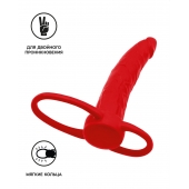 Красная насадка на пенис для двойного проникновения Black Red - 16,5 см. - ToyFa - купить с доставкой в Нижнекамске