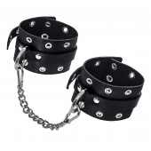 Черные кожаные однослойные оковы с люверсами - Pecado - купить с доставкой в Нижнекамске