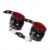 Черно-красные наручники из натуральной кожи - Pecado - купить с доставкой в Нижнекамске