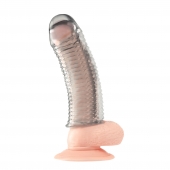 Текстурированная насадка на пенис Clear Textured Penis Enhancing Sleeve Extension - 16,5 см. - BlueLine - в Нижнекамске купить с доставкой
