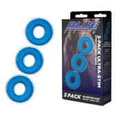 Комплект из трех голубых колец для эрекции 3-Pack Ultra-Stim Stretch Cock Rings - BlueLine - в Нижнекамске купить с доставкой