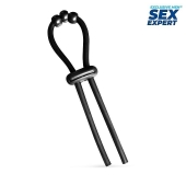 Черное эрекционное кольцо со стимулирующими бусинами - Sex Expert - в Нижнекамске купить с доставкой