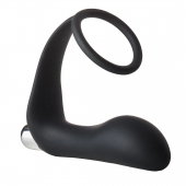 Черное эрекционное кольцо с вибропробкой Vibrating Anal Plug With Cockring - Dream Toys - в Нижнекамске купить с доставкой